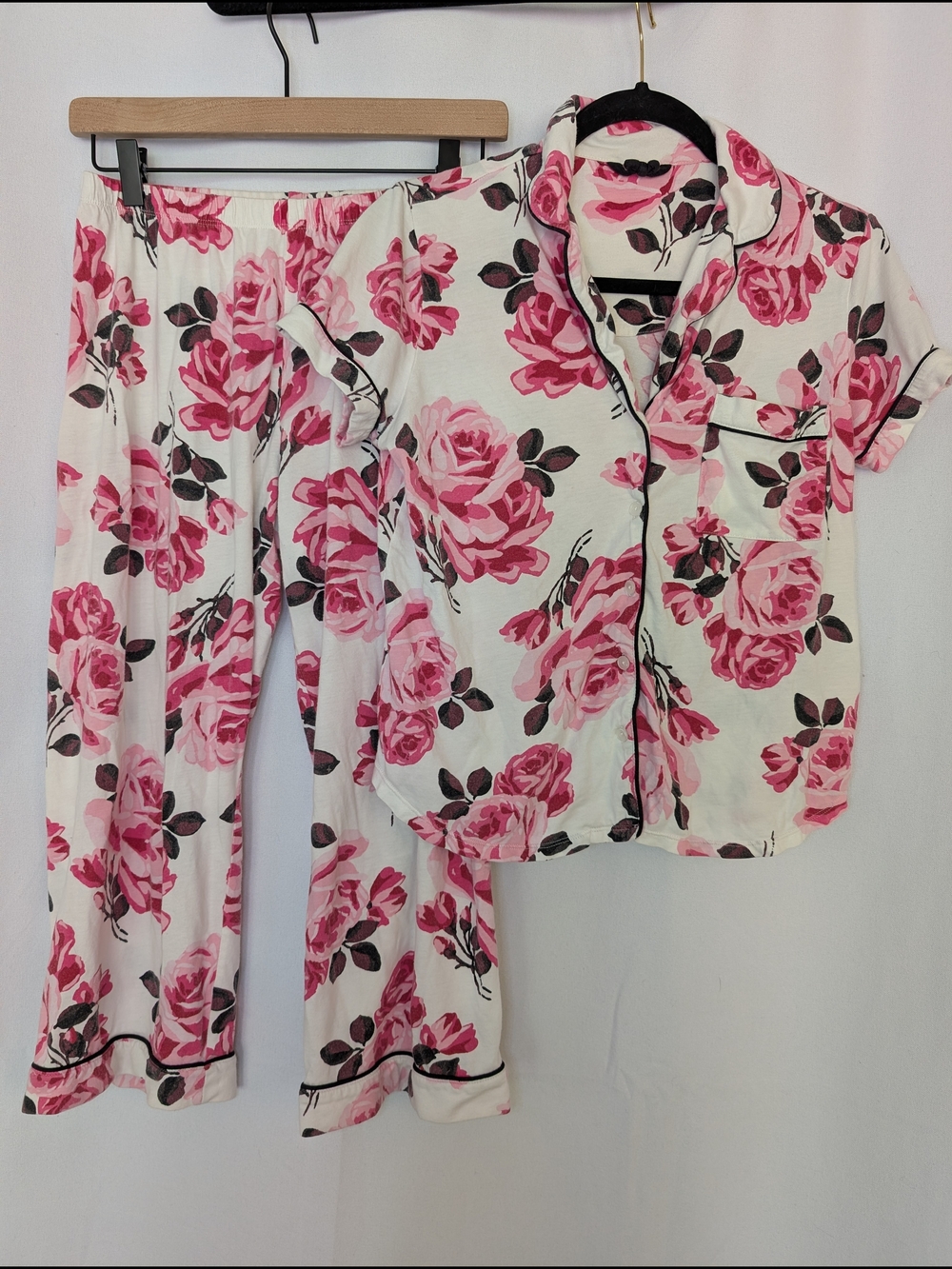 kate spade Pink and White Rose Print Pajama Set